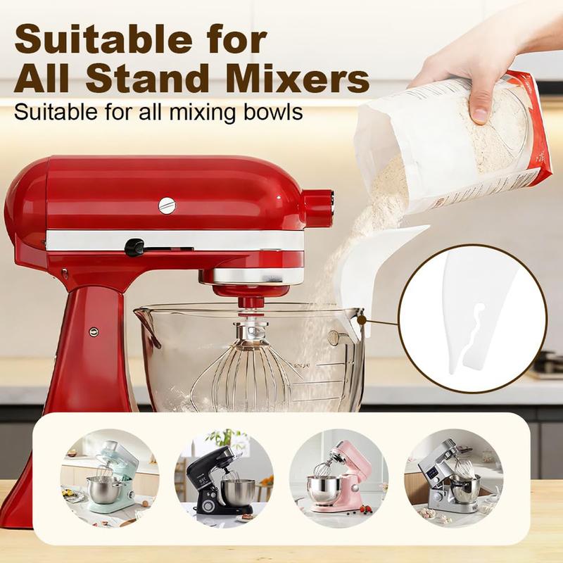 Flour Funnel for Tilt-Head Stand Mixers, Easy-Pour Flour Funnel for 4.5–5 Qt Bowls, Dishwasher-Safe Baking Accessory for Dry and Wet Ingredients