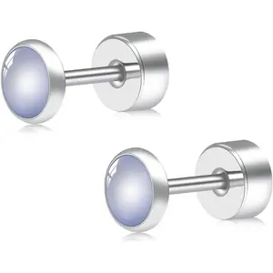 Titanium Flatback Earrings for Women Turquoise/Black Oxy/Turquoise Stud Earrings Flat  Ladies Earstuds  Cartilage Flatback Earring 4MM/5MM