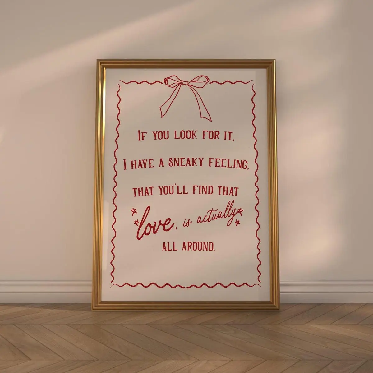 Fun Gift Idea, Love Actually Christmas Print - Quirky Kitchen Wall Art, Unique Xmas Poster for Modern Holiday Décor, Room Decor, Unframed