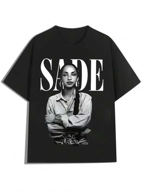Sade Portrait Design,Casual Print,Comfortable And Versatile,Pure Cotton 220g Printed T-Shirt,Unisex Style, Tshirt, Personalized, Breathable, Top, Shortsleeve, Fashion