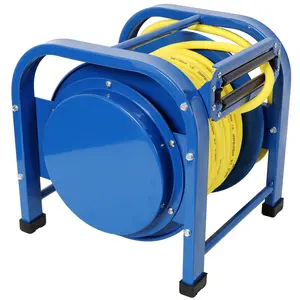 Retractable Air Hose Reel, 3/8" x 100 Feet, 300 PSI, Spring-Driven Steel, Heavy Duty Industrial, Hybrid hose, Portable and Durable