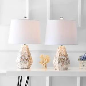JONATHAN Y Isabella Seashell LED Table Lamp , for bedroom, living room, foyer, hallways, dining room, dorms