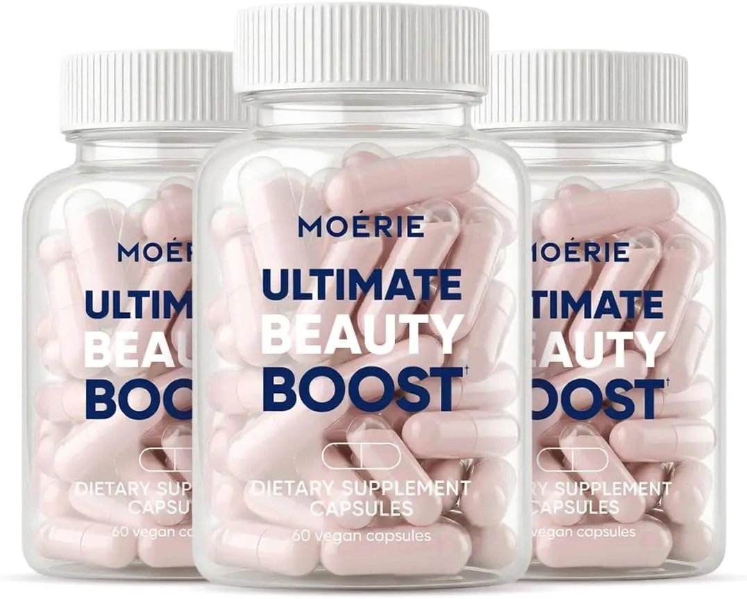 Moerie Ultimate Hair Boost Supplements for Women & Men - Hair, Skin, Nails Vitamins with Biotin & Minerals for Hair Health - Thicker Hair - 180 Capsules