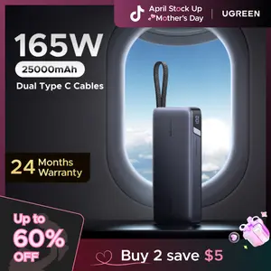 UGREEN 165W Power Bank, 25000mAh Laptop Portable Charger USB-C PD Fast Charging Laptop External Battery Pack for Dell,MacBook,HP,Asus,Lenovo,Steam Deck,Switch,iPhone,Galaxy, iPad and More，tiktokshopstockup,mothersdaygift