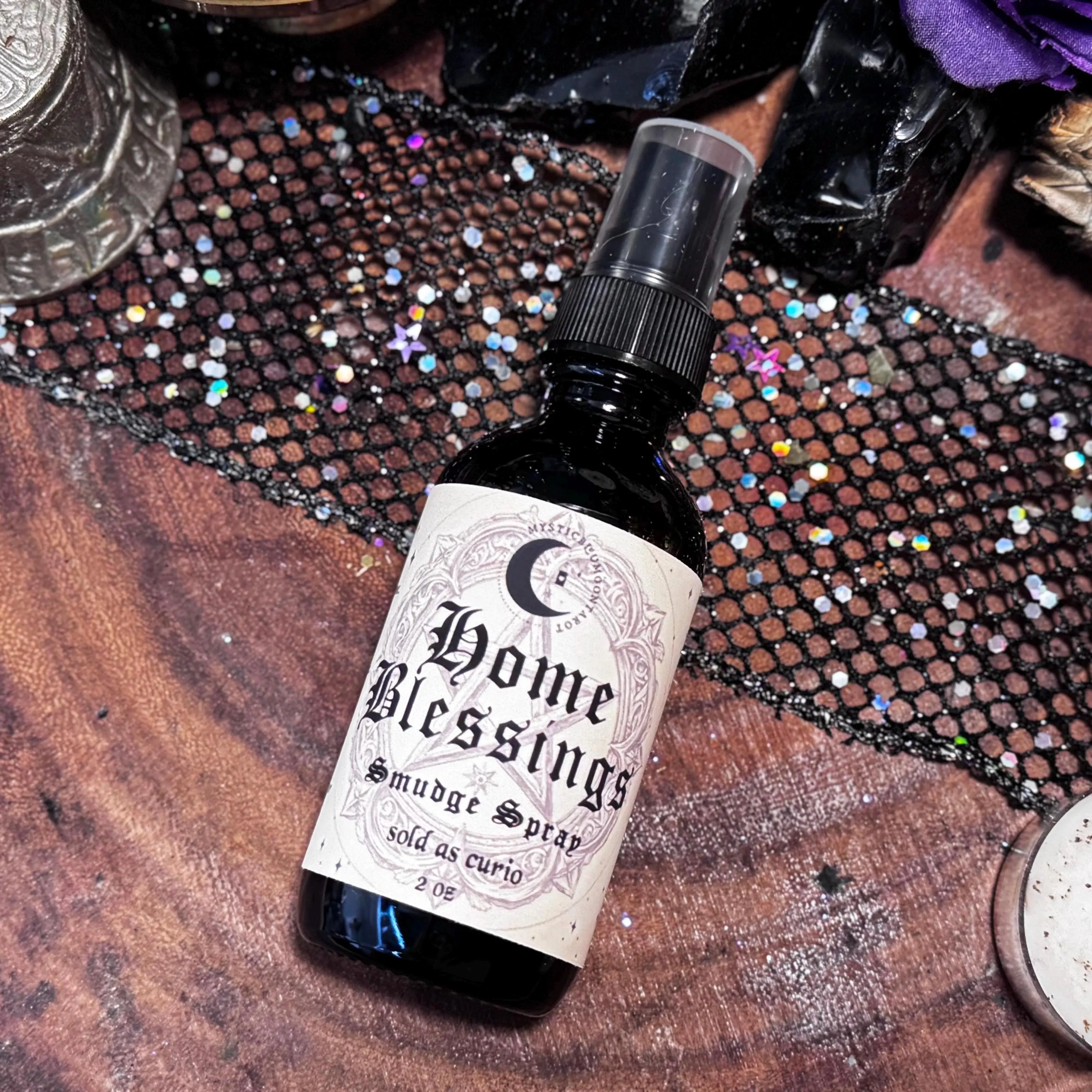 Home Blessing Smudge Spray: Crystal & Herb Infused Energy Cleanser (2oz)
