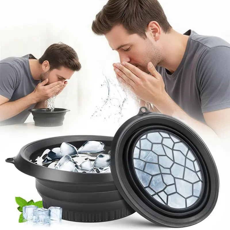 Velanphy Foldable Silicone Facial Ice Bowl with Built-in Ice Tray - Cold Plunge Therapy for Pore Shrinkage, Face Debloat, Skin Tightening, Daily Unisex Skincare Tool, Portable Spa Gift for Home/Travel, 300G, Pore Shrinking, Single Item