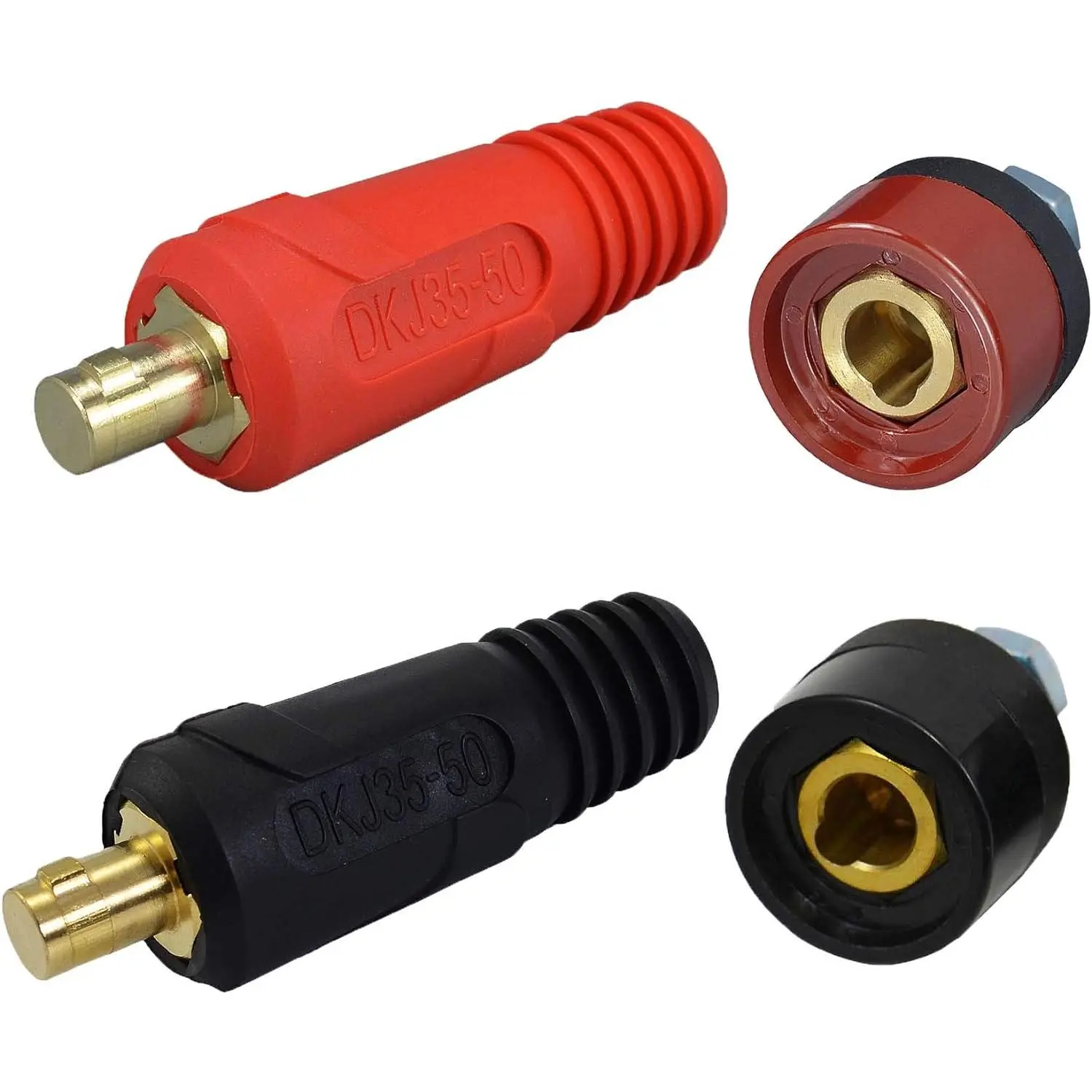 TIG Welding  Panel Connector Plug & Socket Set DKJ35-50 & DKZ35-50 315Amp With Red & Black Color Dinse-Style Quick Fitting 4 count