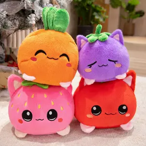 11cm-25cm Multi-Sized Fruit Cat Plush Toy, Soft Stuffed Animal, Fresh Dopamine Colors PP Cotton Filled Sofa Pillow, Soft Skin-Friendly Hugging Doll Gift