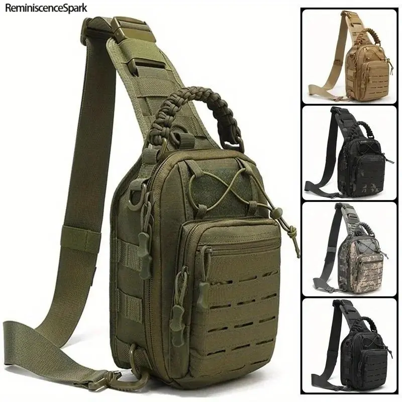 Unisex 1000D MOLLE System Tactical EDC Bag - Heavy-Duty Nylon, Tear-Resistant, Compact Shape, Adjustable Strap Crossbody Fanny Pack, Lightweight Outdoor Shoulder Bag for Hiking, Daily Commutes, Crossbody Bag, Molle Pads