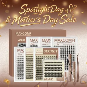 MAXCOMFI Pro DIY Cosmetic Cluster Lashes Set, Limited-Time Deal, Waterproof Long-Lasting Venus Velure Style, Natural to Voluminous Anime Manga Lashes for Beginners, Makeup Essential, Anime Lashes