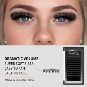 JENGME Easy Fanning Lash Extensions 0.03 0.05 0.07 C/CC/D/DD Curl Mix 8–15mm 2D–10D Matte Black Soft Fluffy Volume Lash Tray for Russian Wispy Cat Eye Dramatic Looks Salon Home DIY Beginners Makeup Eyelashes Cosmetic