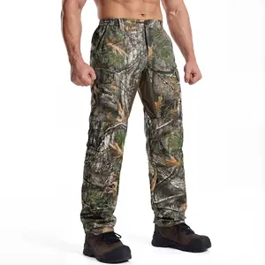 LOOGU Camo Hunting Pants for Men Water-Resistant Quiet & Matte Turkey Hunting Camo Pants for Men with 7 Pockets
