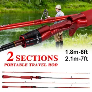 Sougayilang 2 Sections 6ft Spinning/Casting Fishing Rod for Saltwater & Freshwater Bar Bass with Fast Action, Max Drag 12lbs, and Bait