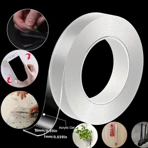 Transparent Double-Sided Nano Tape, Waterproof & Heat-Resistant, Reusable Adhesive Strips for Bathroom & Home Decorations, Multipurpose Removable Adhesive