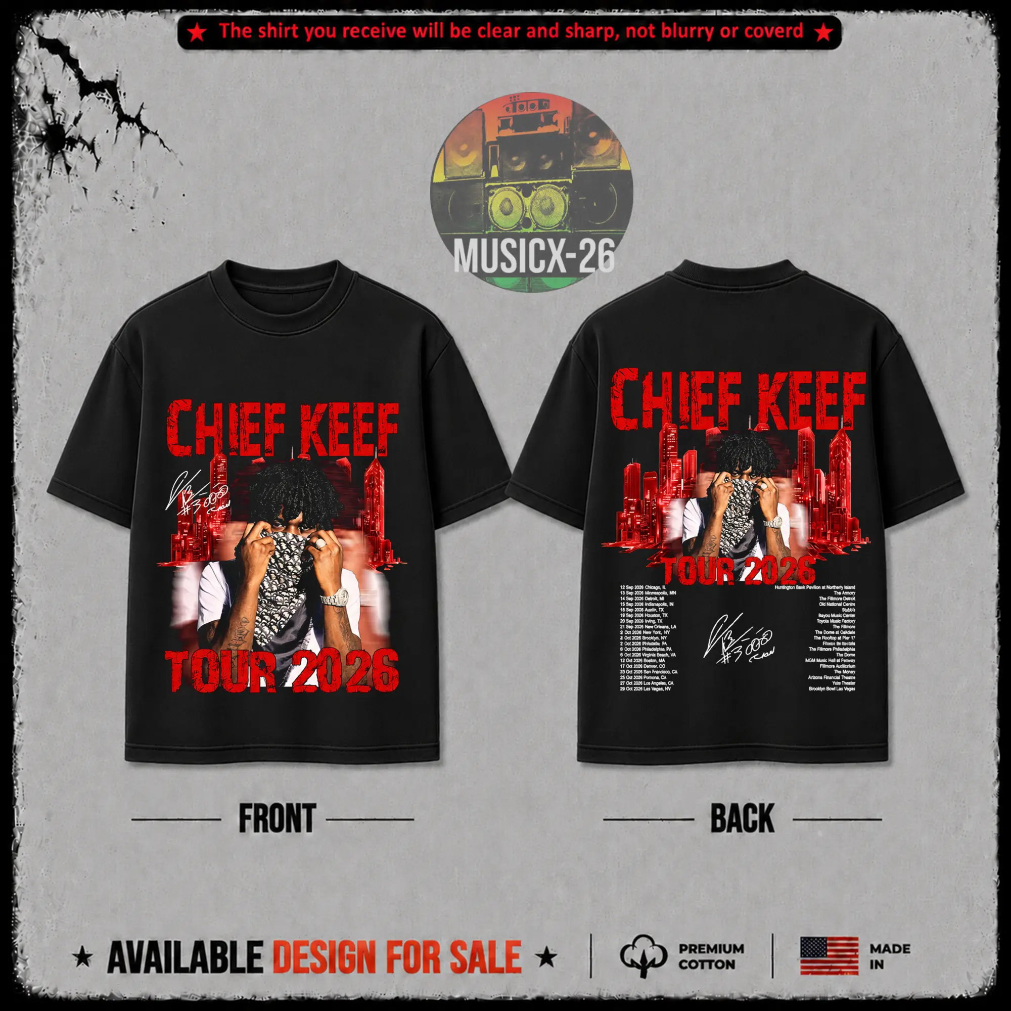 Chief Keef Live Tour 2026 #3 Graphic Premium Soft 100% Cotton T-Shirt, Skeletor Sosa Fans Hip-Hop Shirt, Chief Keef Fan Graphic Tee, Gift For Hip-hop Music Fan Merch Shirt