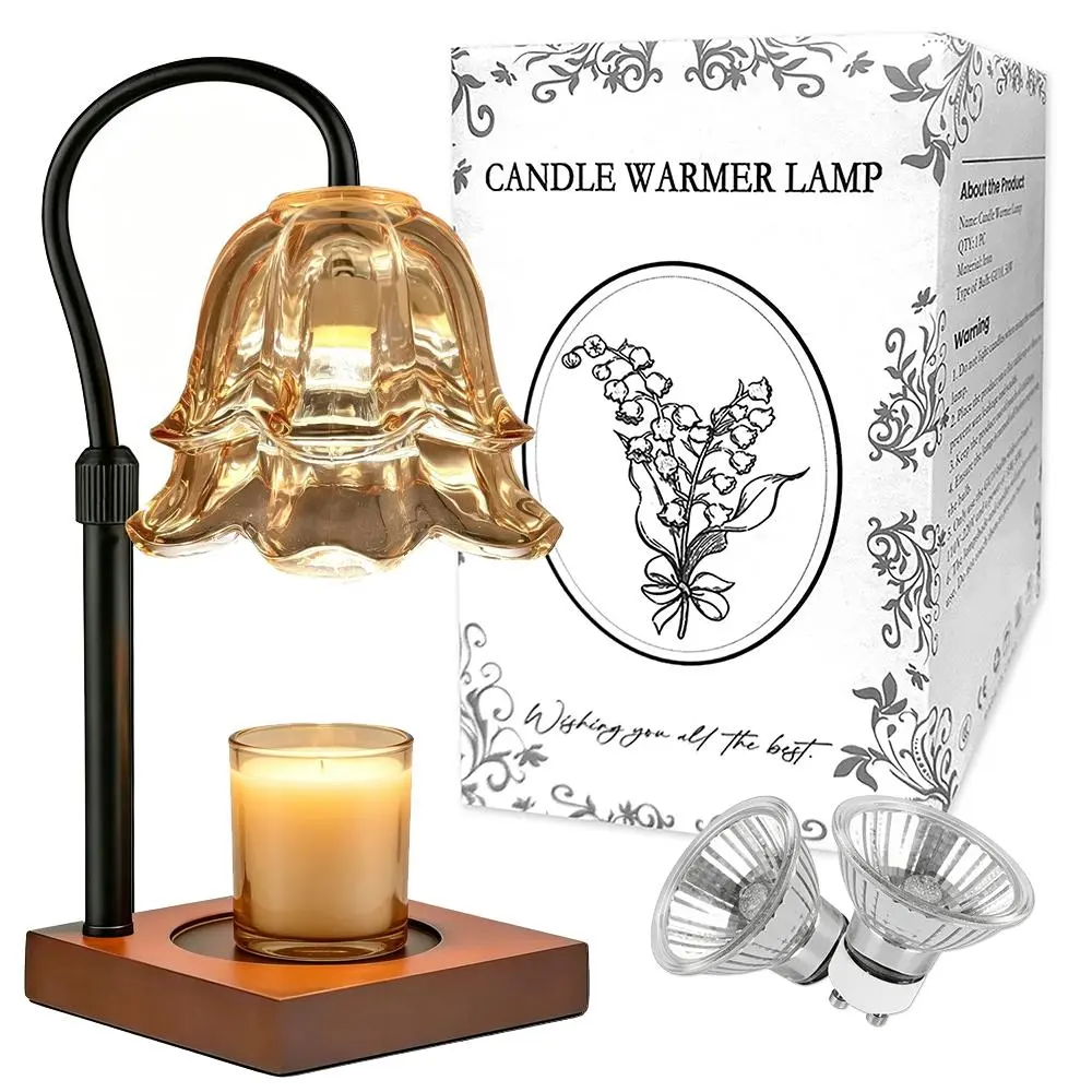Scent Melt Warmer Lamp, Bellflower Flower Light, Adjustable Stand Timing Function, Includes 2 Bulbs Packed, Safe Smokeless Aroma Lamp for Living Room Desktop Decor
