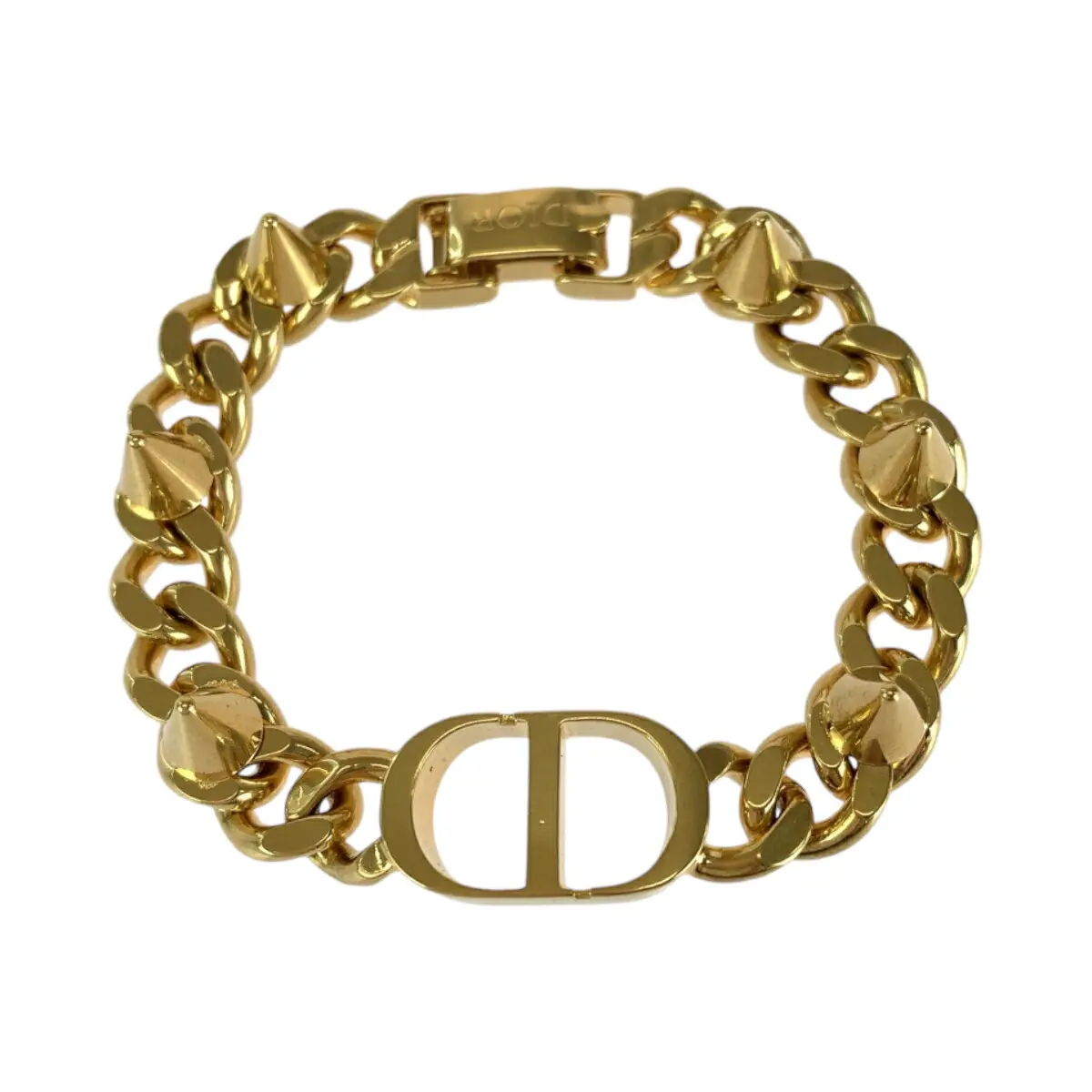 Pre-owned Dior Gold-plated Small Leather Goods 30 Montaigne CD Logo Bracelet