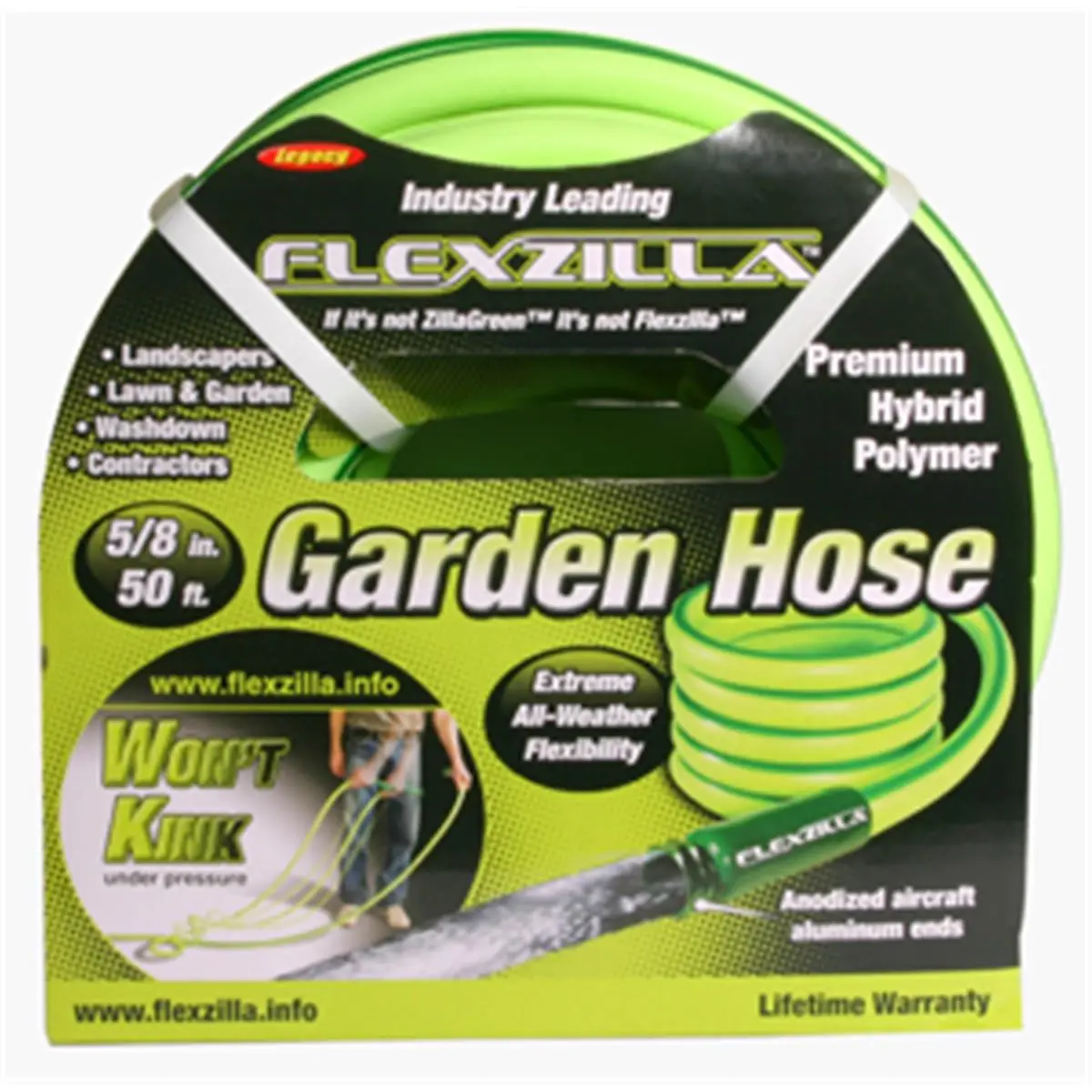 Legacy Flexzilla 50 Ft. Hybrid Poly Outdoor Lawn & Garden Water Hose, 150 psi, 450 psi Burst, Kink-Resistant, Lightweight, Abrasion-Resistant, All-Weather Flexibility, Easy Coiling, Crush-Proof Fittings, Rugged Bend Restrictor