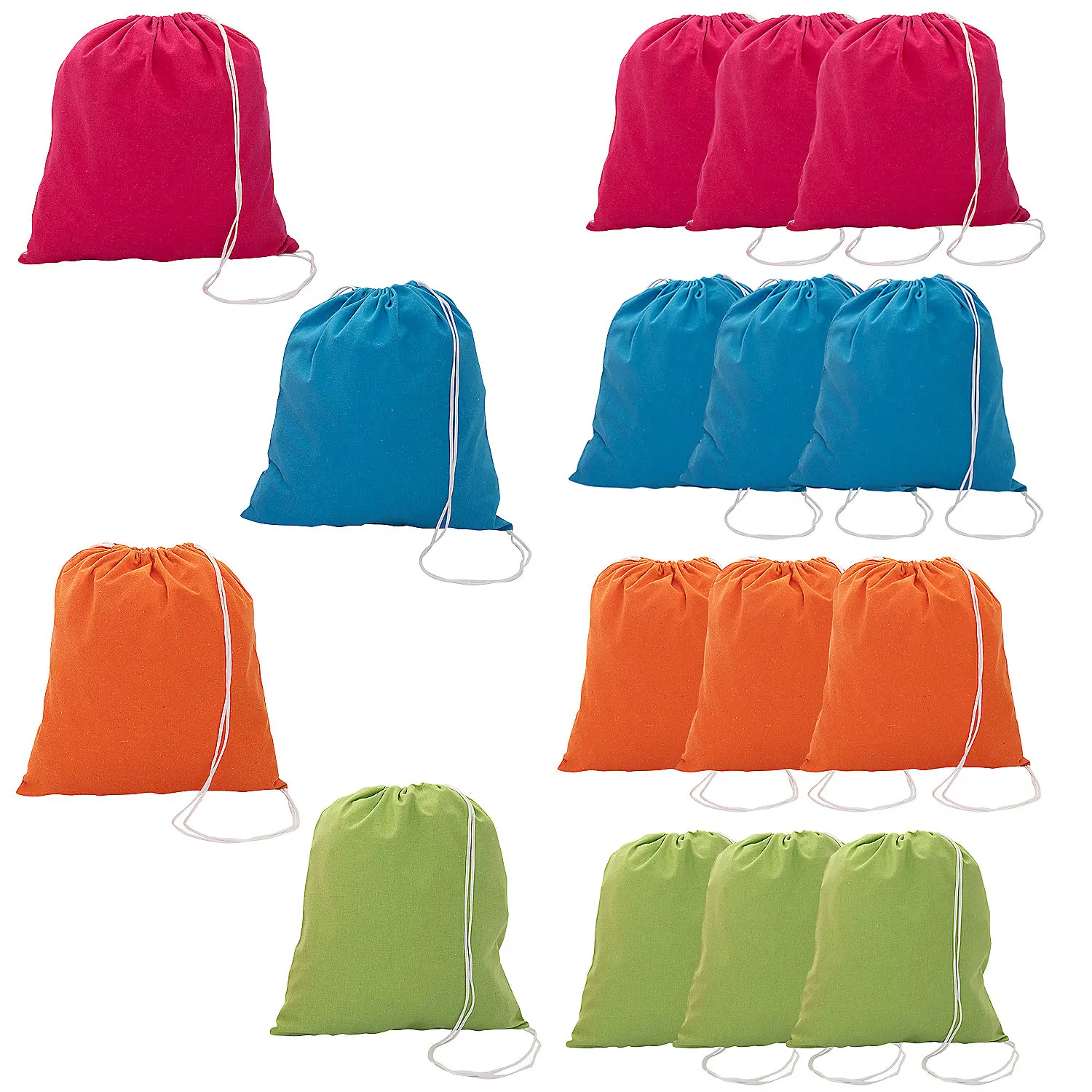 Neon Canvas Drawstring Bags for Men, 12-Pc Bulk Pack - Large 16"x17.5" Multifunctional Sports Bag for School, Group Events, Drawstring Top, Large Size, Lightweight Drawstring Men's Tote Bags