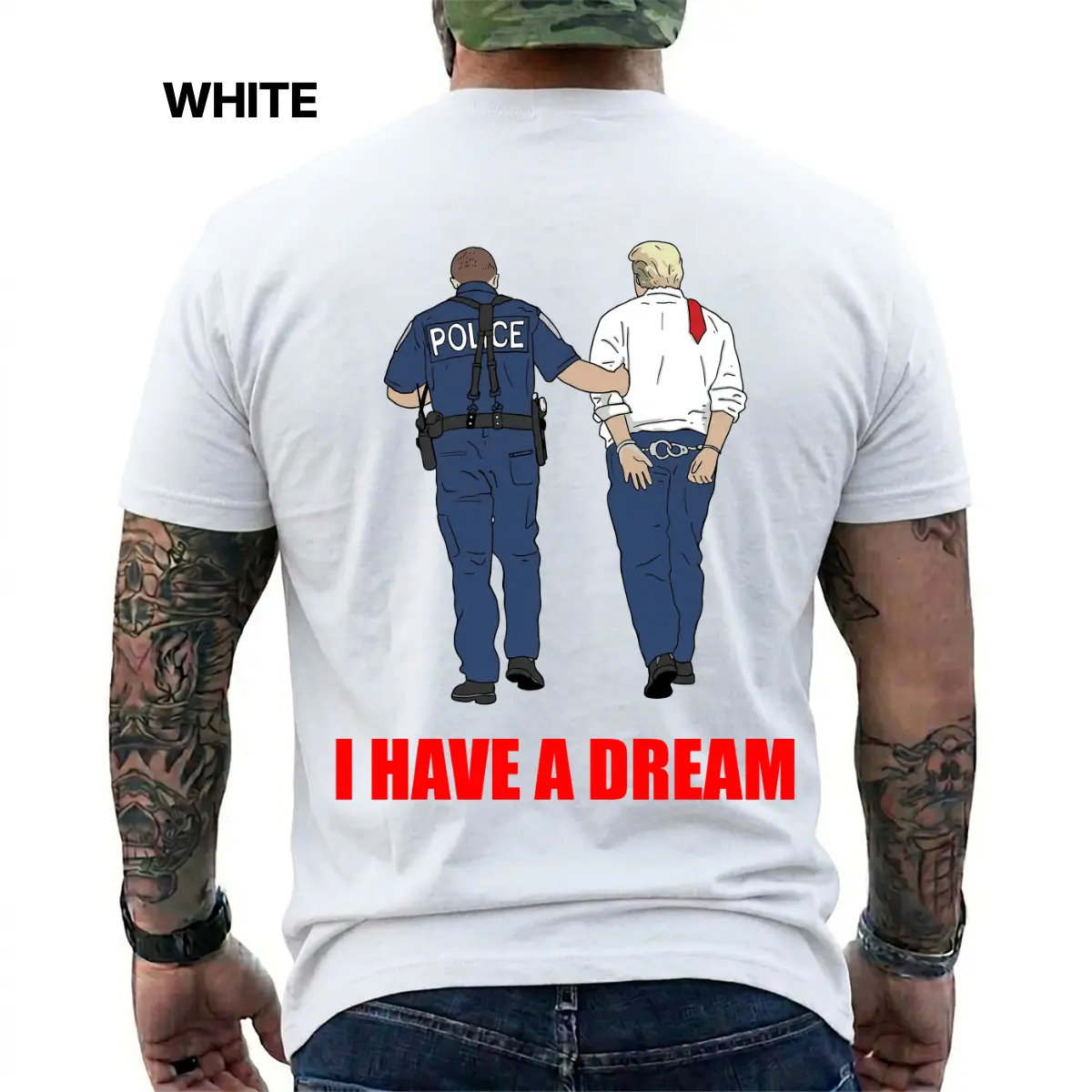 Funny Political Satire I Have A Dream T-Shirt, Sarcastic Anti-Trump Protest Graphic Tee for Liberal Democrat Voters, US Election Campaign Apparel, Short Sleeve Printed Graphic Shirt, Daily Casual Cotton Menswear