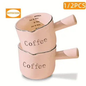 Ceramic Espresso Cup, 90ML Capacity, with Handle and V-Shaped Opening, Perfect for Measuring and Frothing Coffee, Essential for Espresso Lovers