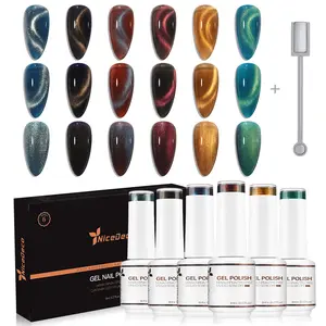 Nicedeco Hema Free Cruelty Free Vegan Cat Eye Gel Nail Polish, High Gloss Long Lasting Soak Off LED U V Gel Polish Set 44
