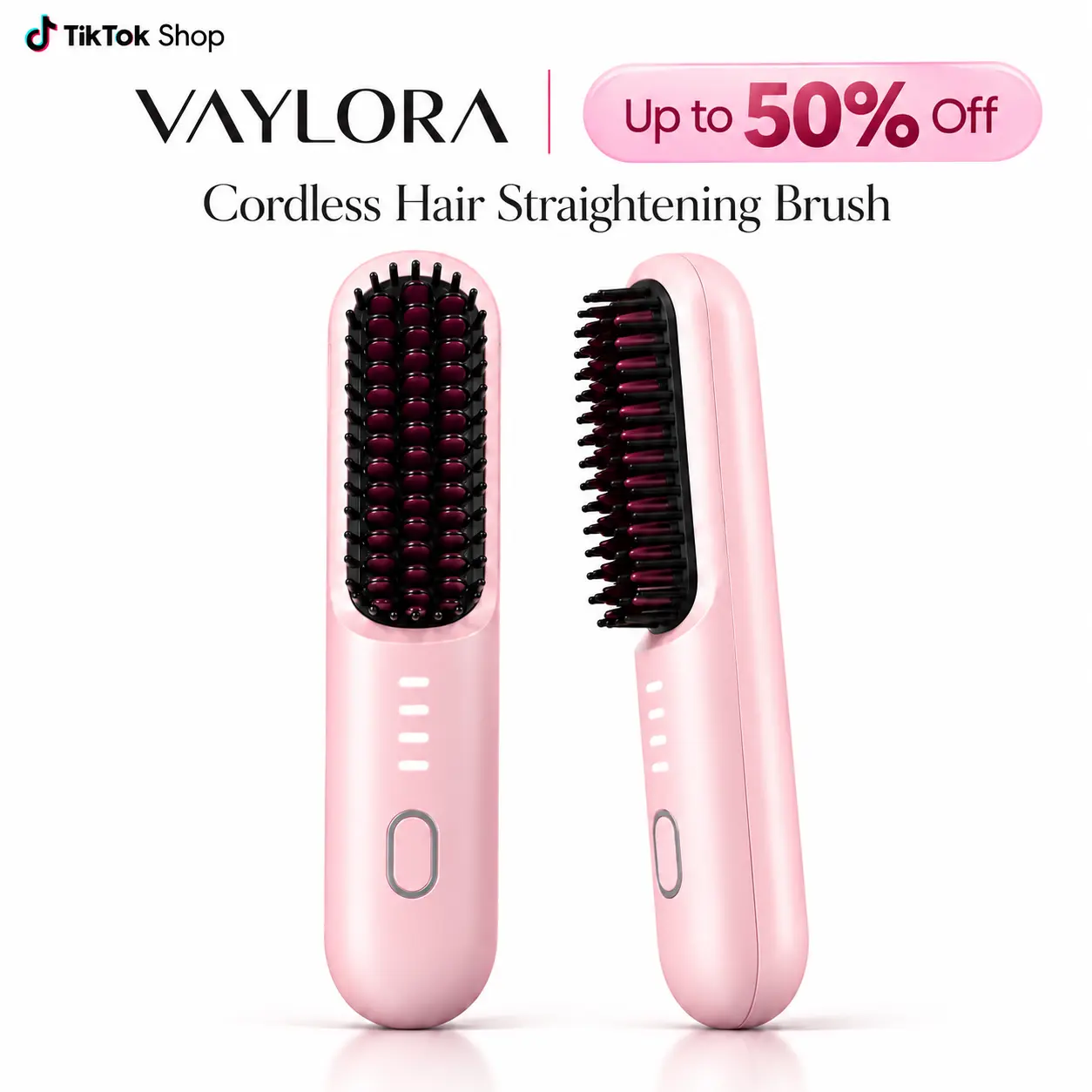 Go Brush Pro Cordless Straightening Brush, USB Rechargeable, Ionic Heated Hair Styling Comb with 4 Temperature Settings, 3D Anti Scald Protection, Fast Heating, Frizz Smoothing for Salon-Quality, Lightweight Portable for Home and Travel Gift for Women