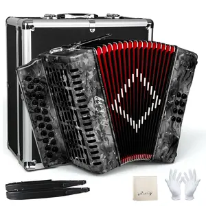 Accordion – 21 Keys 8 Bass Adult Push-Pull Heterophonic B/C Tone Accordion for Professionals & Beginners
