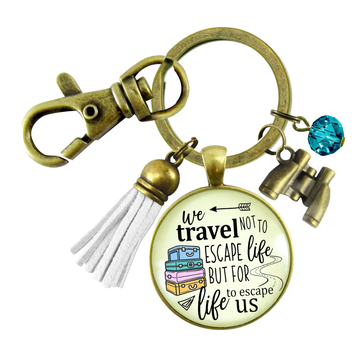 Travel Lover Tassel Keychain Wanderlust Explorer Pendant Adventure Seeker Gift Binoculars Charm