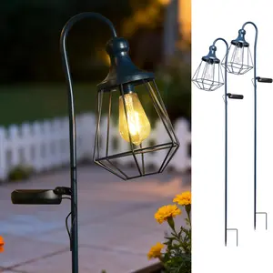Dark Blue Outdoor Solar Post Lights Dusk to Dawn Solar Lamp Posts, Waterproof Floor Lamps, Warm White Pole Lights for Patio Auto Sensor LED for Yard Pathway Decor