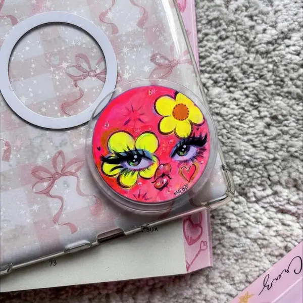 Sunflower Soul MagSafe Phone Grip, Floral Girl Art Griptok, Bohemian Aesthetic Phone Stand, Symbolic Sunflower Accessory, Artistic Gift for Her