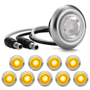 Partsam 10Pcs 3/4" Mini LED Marker Light Amber Auxiliary Light Side Marker Clearance Light Indicators with Bullet Plug for Trailer Truck Pickup Camper RV