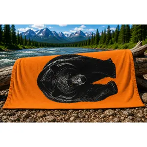 Blackfeather Montana Bear Special Edition Beach Towel | Montana Inspired Wildlife Towel | Soft Oversized Camping & Lake Towel | 30x60 & 36x72
