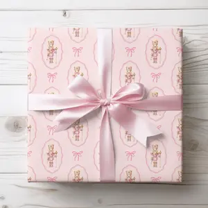 [Sale off up to 50%] Christmas Nutcracker Wrapping Paper with Pink Bows, Luxury Holiday Gift Wrap for Ballet, Girls Christmas, Baby Shower, Birthday
