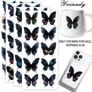 40Pcs/set Black Butterfly Iron On Stickers For Cup Be Waterproof UV DTF Printable Vinyl Paper Fun Designs Durable Construction Long-Lasting Adhesion Must-Have For Craft Enthusiasts Cups Mugs Sticker Sold Only Sticker Not Cup