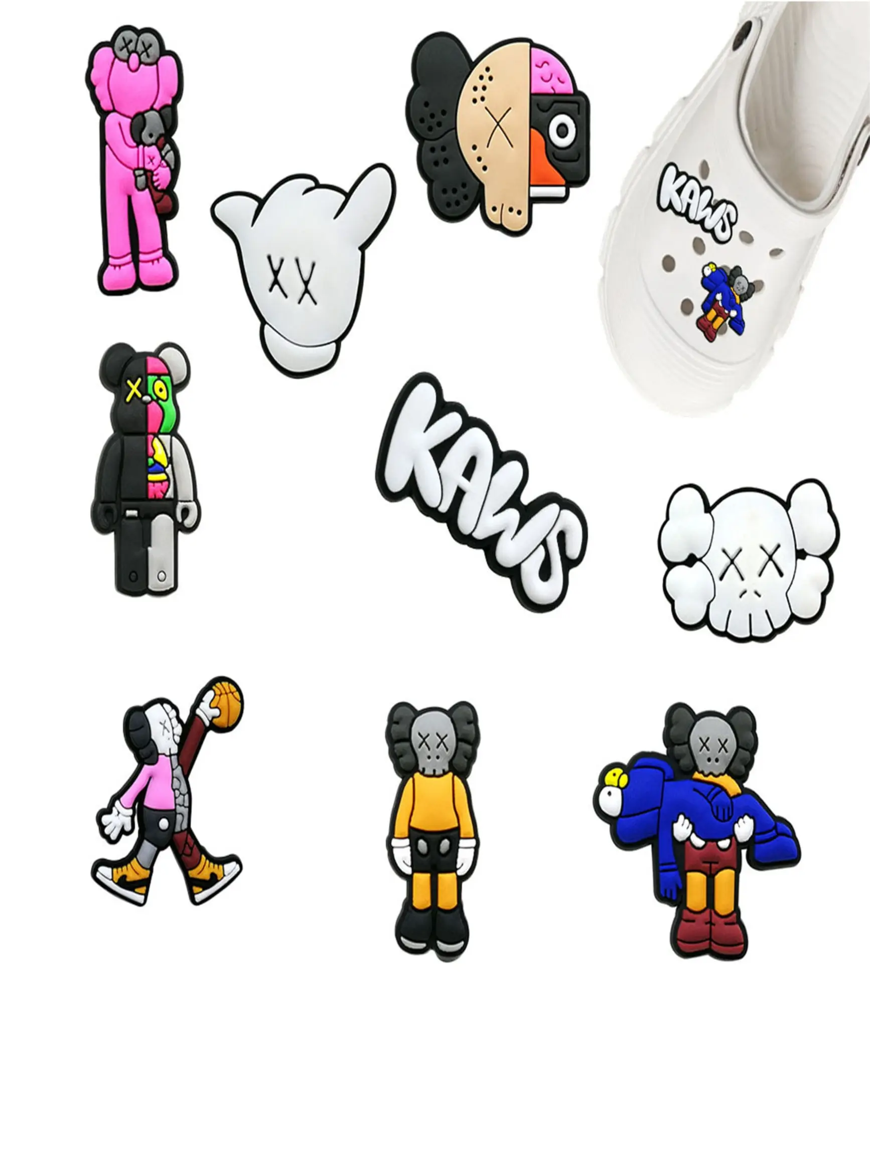 9pcs Cartoon Bear Series PVC Shoe Accessories, Detachable Waterproof DIY Cute Decoration Shoes Accessories, Unique Personalized Shoes Parts, Shoe Charms Set, Cute Shoe Decorations