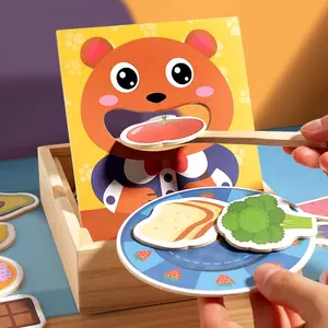 Wooden Feeding Game Gift Set Play for Kids Aged 3+, Fine Motor Skills, Hand-Eye Coordination, Cognitive Development, Social & Emotional Skills, Sensory Activity Board