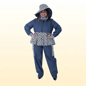 Denim Jacket & Pants Set, with Hat & Checker Print