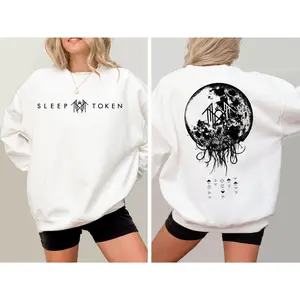 Sleep Token Reaper 2 Sides Shirt Women's Long Sleeve Crewneck Pullover Cotton Tee Retro Rock Band Hoodie Tour Merch