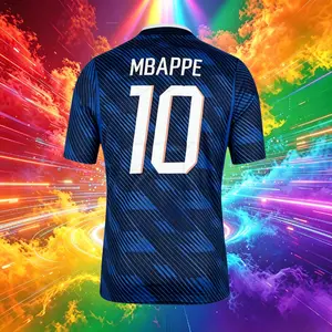 2026 France National Home And Away Blue Green 10# Mbappe 7# Dembele Short And Long Sleeve Soccer Jersey Fans Version