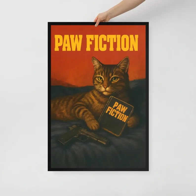 Pulp Fiction Poster Wall Art – Framed AI Poster Print – Funny Bedroom or Home Theater Decor