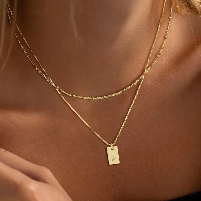 Layered Necklace, Chain Necklace, Initials Necklace, Alphabet Necklace, Fashionable Letter Pattern Decor Pendant Necklace for Women & Girls, Fashion Jewelry for Party, Daily Decor, Trendy All-match & for Birthday Gift, Decorative Necklace