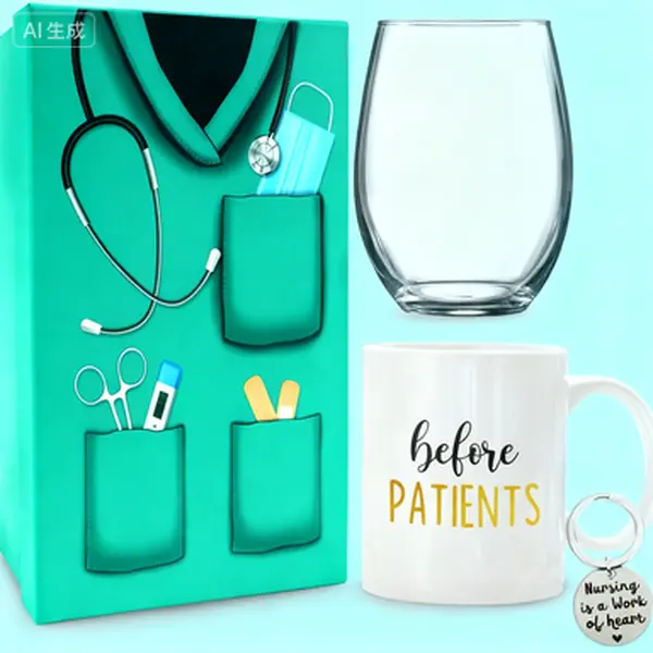 11oz & 15oz Ceramic Mug and Glass Set |   Nurse, Doctor, Dentist Appreciation Gift |   Thank You Present for Medical Professionals |   Reusable Dishwasher Safe Drinkware for Coffee or Wine