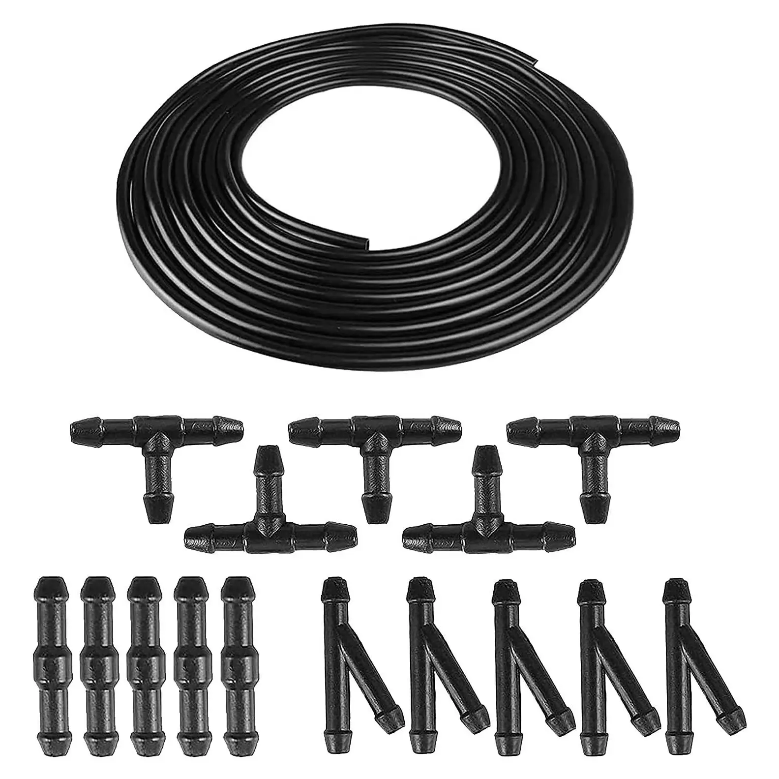 Universal Windshield Washer Nozzle Fluid Rubber Tube Kit - Car Washing Supplies, 1x6m Hose, 15 Pcs Connectors, Easy Install for Most Cars