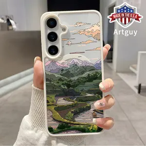 Magnetic Phone Case for Samsung Galaxy S24 Plus S25 Ultra S23 FE Ultra S22+ Mountain Farming Scene  Pattern TPU Fashion Shockproof Anti-Scratch Stylish Smartphone Cover