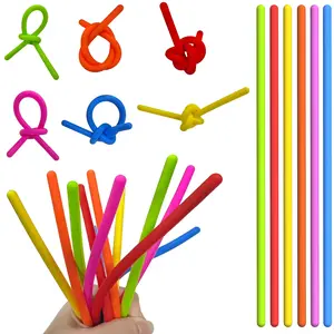 6 Piece Stress Elastic Rope Kids Toy Stress Relief Fidget Promotes Creativity and Focus Relief, Ideal for Autism Adhd Anxiety Fine String Noodle Toys, Sensory Grippie Set, Sensory Stress Reliever, Anxiety Fidgets, Stretchable Stress Relief