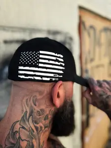 USA FLAG WHITE SIDE STYLE FLEXFIT COTTON HAT