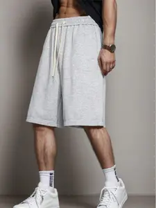 Men's Solid Color Drawstring Waist Shorts, Regular Fit Casual Comfy Breathable Shorts for Summer, Men's Bottoms for Daily Wear, Loungewear