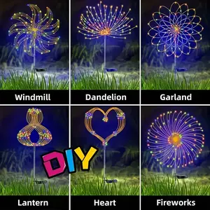 Solar LED Firework Lights, multi-color with 8 lighting modes. Ideal outdoor decorative lights for villas, patios, walkways and lawns, perfect for Christmas and Halloween.