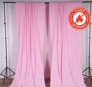 2 Pack 5ftx10ft Pink Scuba Polyester Backdrop Drape Curtains, Durable Flame Resistant Event Divider Panels Wrinkle Free With Rod Pockets